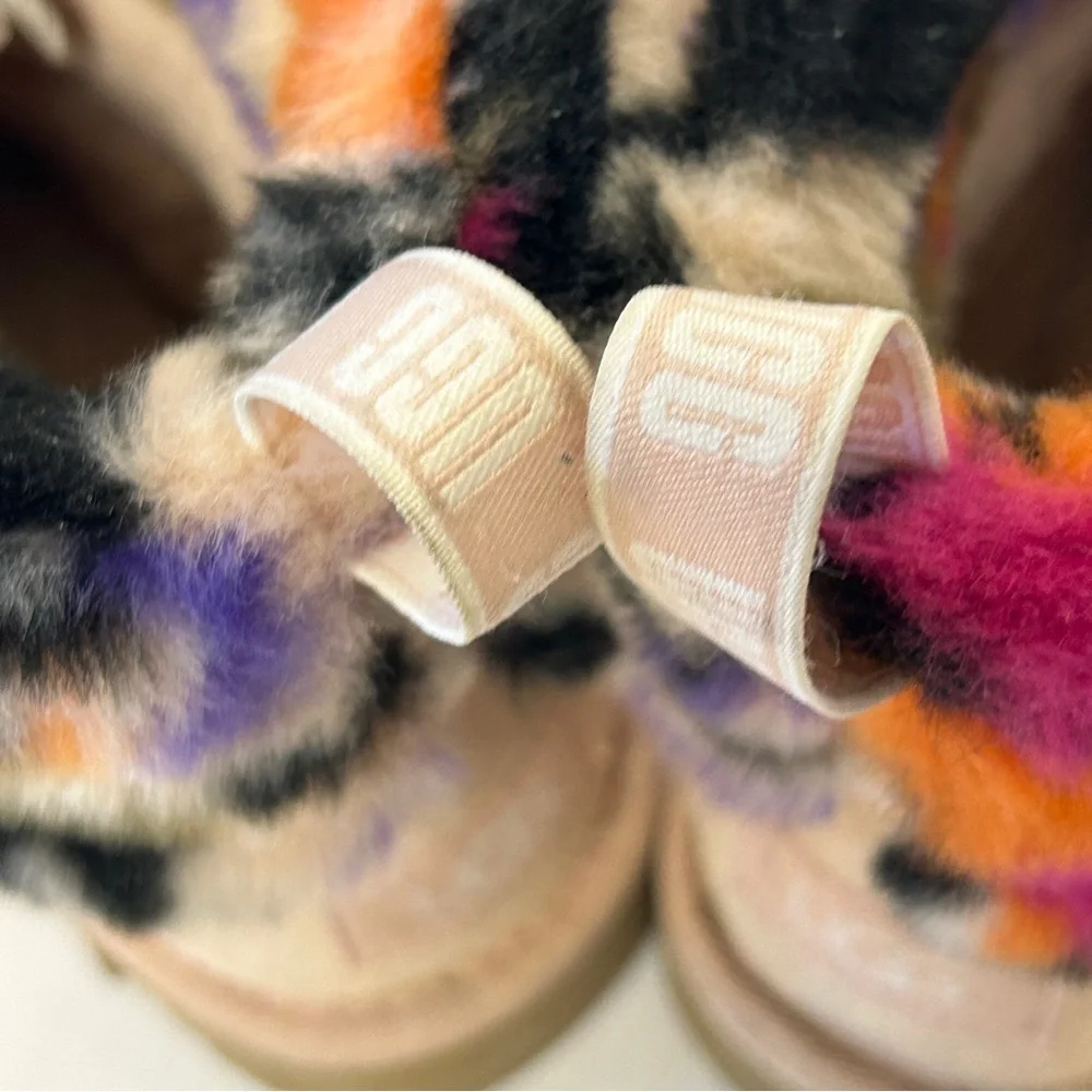 UGG Fluff Mini Quilted Motlee Boots Shoe Suede Sheepskin Pink Size EU 38 US 7